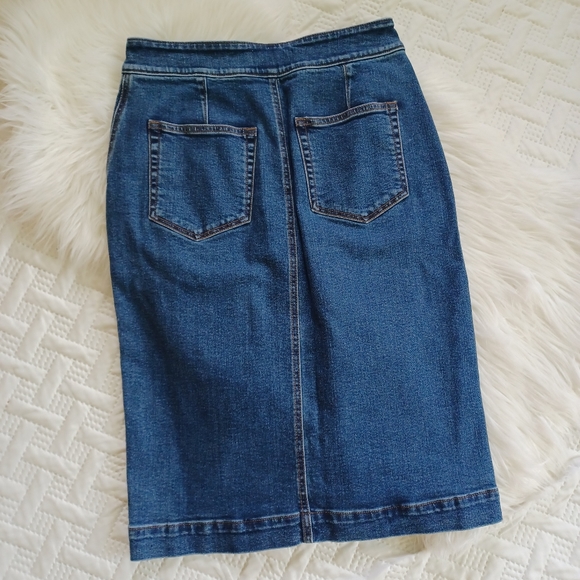 {LOFT} Denim Button Front Skirt - Picture 3 of 4